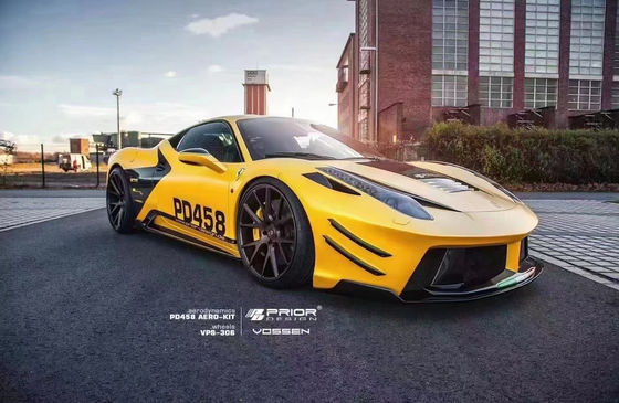 Ferrari için 458 Karbon Fiber Body Kit 458 PD stili Yenileştirilmiş Ön ve Arka Bumper Spoiler Hood Body Kit