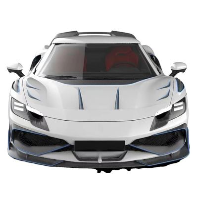 296GTB Ferrari Kit Car Body 2021 Kuru Karbon Fiber Ön Dudak Araba Ön Tampon Diffuser