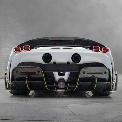 SF90 Ferrari Body Kit MSY Tarzı Karbon Fiber Arka Tampon Dudak Spatlı Yan Eteği