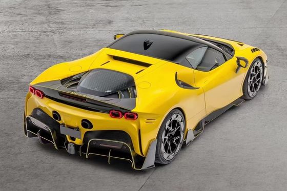 SF90 Ferrari Body Kit MSY Tarzı Karbon Fiber Arka Tampon Dudak Spatlı Yan Eteği
