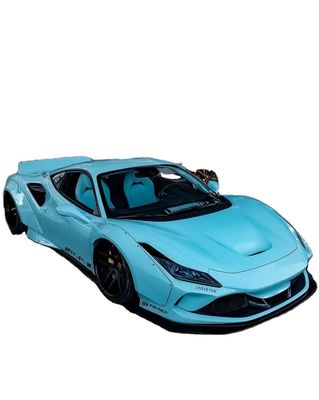 F8 Ferrari Otomatik Beden Kit LB Stili Mavi Karbon Elyafı Spoiler Dudak Geniş Beden Kit Tekerlek kemeri
