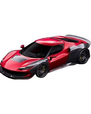 Kırmızı Ferrari 296 Otomobil Bodies Kit ZE Style Diffuser Karbon Fiber Front Lip Spoiler