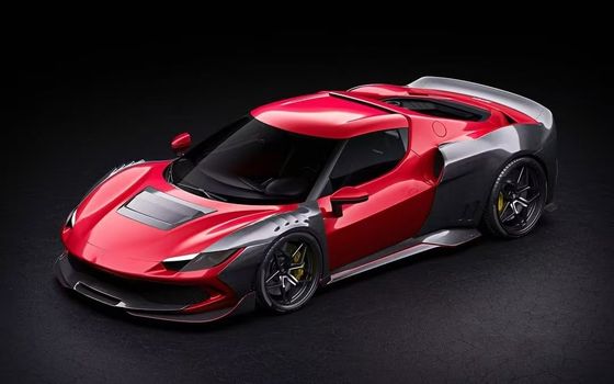 Kırmızı Ferrari 296 Otomobil Bodies Kit ZE Style Diffuser Karbon Fiber Front Lip Spoiler
