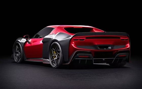 Kırmızı Ferrari 296 Otomobil Bodies Kit ZE Style Diffuser Karbon Fiber Front Lip Spoiler