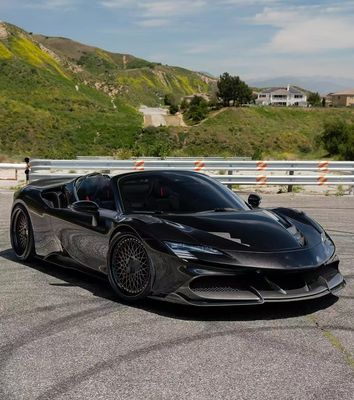 SF90 Ferrari Karbon Fiber Body Kit 1016 Stil Ön Dudak Hava Alımı Siyah Spoiler Fender