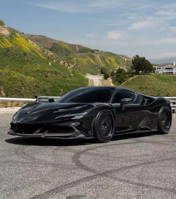 SF90 Ferrari Karbon Fiber Body Kit 1016 Stil Ön Dudak Hava Alımı Siyah Spoiler Fender