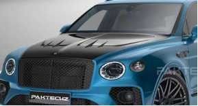Otomatik Mavi Bentley Bentayga Vücut Kit geniş vücut Karbon Fiber Ön Dudak Diffuser Wing Hood