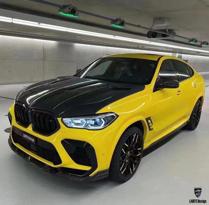 BMW X6M F96 Karbon Fiber Bodies Kit için Otomatik Parçalar X6M F96 Yükseltilmiş LARTE Tasarım Tarzı Ön Kürek Diffuser Spoiler Body Kit