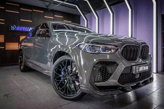 BMW X6M F96 Karbon Fiber Bodies Kit için Otomatik Parçalar X6M F96 Yükseltilmiş LARTE Tasarım Tarzı Ön Kürek Diffuser Spoiler Body Kit
