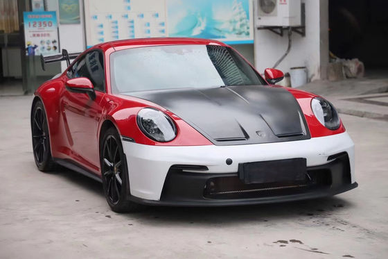 Porsche911 992 992 için PP Plastik Malzeme Vücut Kütüphane GT3 Tarzı Yenileme Ön ve Arka Bumper Yan Etek Spoiler Hood Vücut Kütüphane