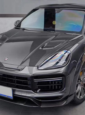 Porsche Cayenne için Karbon Fiber Geniş Vücut Kit Cayenne MSY tarzı Karbon Fiber Ön Dudak Diffuser Spoiler Hood
