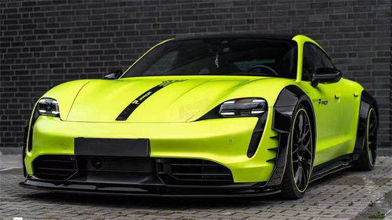 Porsche Taycan Geniş Bedenli Kit için Taycan PD tarzı Karbon Fiber Ön Dudak Diffuser Spoiler Side Skirt Wheel Arch