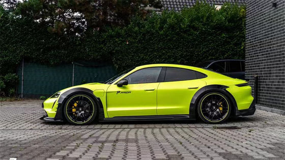 Porsche Taycan Geniş Bedenli Kit için Taycan PD tarzı Karbon Fiber Ön Dudak Diffuser Spoiler Side Skirt Wheel Arch