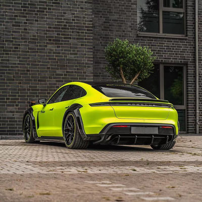 Porsche Taycan Geniş Bedenli Kit için Taycan PD tarzı Karbon Fiber Ön Dudak Diffuser Spoiler Side Skirt Wheel Arch