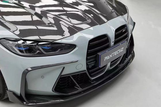 BMW G80 G82M3 M4 Karbon Fiber Body Kit G80 G82M3 M4 Geliştirilmiş Paktechz Stili Ön Dudak Diffuser Spoiler Hood