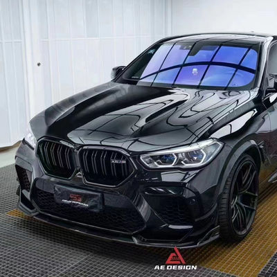 BMW X6M F96 Karbon Fiber Body Kit için X6M F96 AE Tarzı Karbon Fiber Front Lip Diffuser Spoiler'ı yükseltir