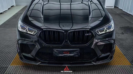 BMW X6M F96 Karbon Fiber Body Kit için X6M F96 AE Tarzı Karbon Fiber Front Lip Diffuser Spoiler'ı yükseltir