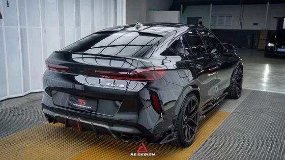 BMW X6M F96 Karbon Fiber Body Kit için X6M F96 AE Tarzı Karbon Fiber Front Lip Diffuser Spoiler'ı yükseltir