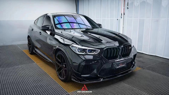 BMW X6M F96 Karbon Fiber Body Kit için X6M F96 AE Tarzı Karbon Fiber Front Lip Diffuser Spoiler'ı yükseltir