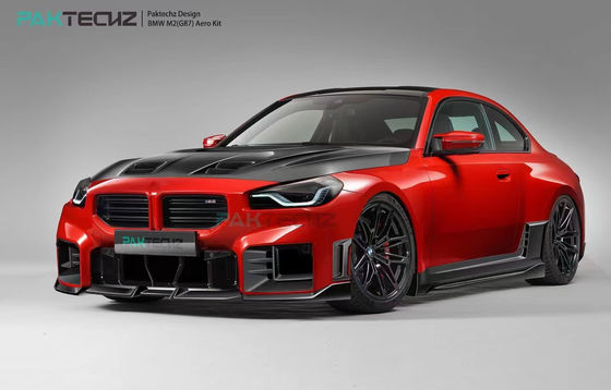 BMW M2 G87 Karbon Fiber Bodies Kit M2 Upgraded Paktechz Style Karbon Fiber Front Lip Diffuser Spoiler Hood için