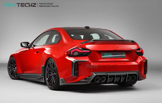 BMW M2 G87 Karbon Fiber Bodies Kit M2 Upgraded Paktechz Style Karbon Fiber Front Lip Diffuser Spoiler Hood için