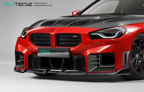 BMW M2 G87 Karbon Fiber Bodies Kit M2 Upgraded Paktechz Style Karbon Fiber Front Lip Diffuser Spoiler Hood için