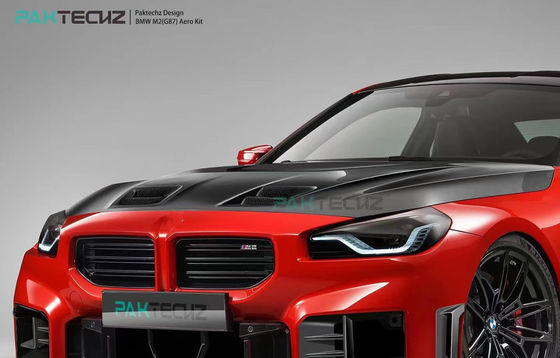 BMW M2 G87 Karbon Fiber Bodies Kit M2 Upgraded Paktechz Style Karbon Fiber Front Lip Diffuser Spoiler Hood için