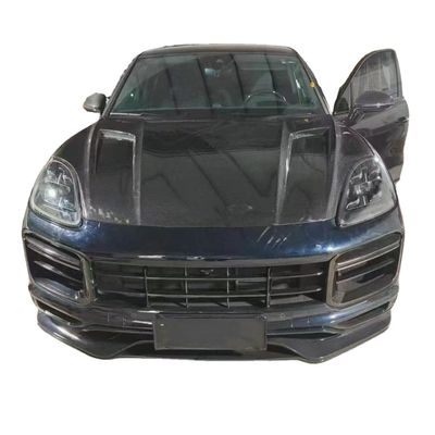 2019 Black Porsche Cayenne Body Kit TH Style Motor kapağı Kuru Karbon Fiber