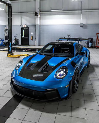 Mavi Porsche Body Kit 992 GT3RS Tarzı Kuru Karbon Fiber Kapüşon