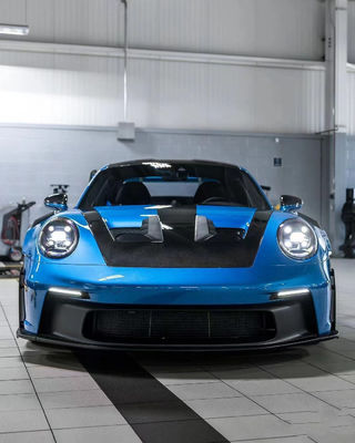 Mavi Porsche Body Kit 992 GT3RS Tarzı Kuru Karbon Fiber Kapüşon