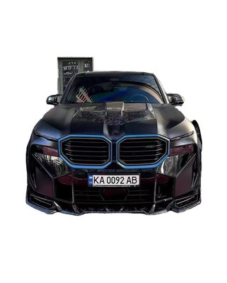 XM Bmw Geniş Vücut Kit Karbon Elyaf Ön Dudak Spoiler Siyah Bmw Yan Etek Tekerlek Kemeri