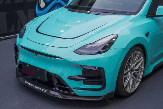 Tesla için Otomobil Parçaları Model Y Vücut Kütesi Model Y SD tarzı Yenileştirilmiş Ön ve Arka Tampon Spoiler Karbon Elyaf Vücut Kütesi