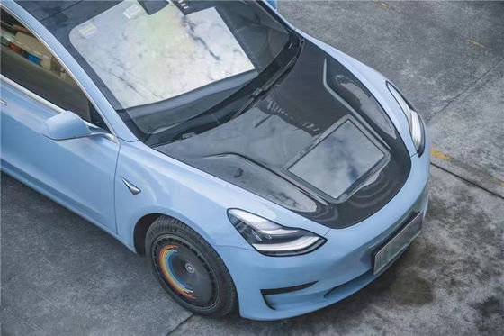 146cm Model 3 Tesla Body Kit Plastik Şeffaf Karbon Fiber Kapuk