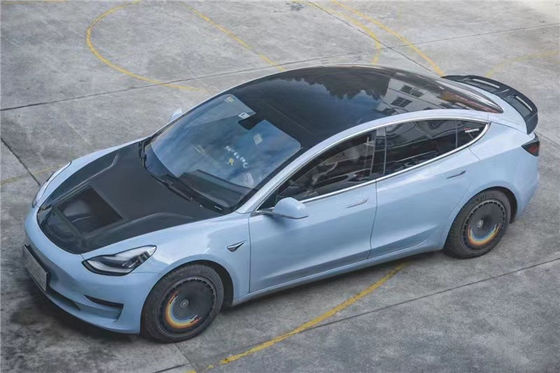 146cm Model 3 Tesla Body Kit Plastik Şeffaf Karbon Fiber Kapuk