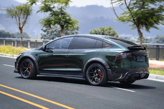 CMST Tesla Model X Body Kit Koyu Yeşil Tesla Widebody Kit 2023 Ön Dudak Difüzörü