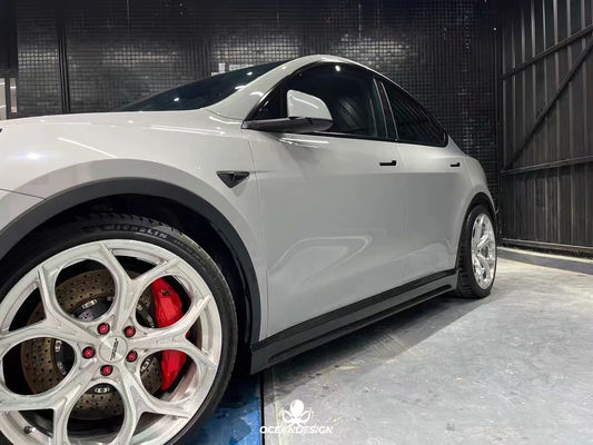 Parlak Beyaz Model Y Geniş Vücut Özel Arka Diffuser Bumper Kuru Karbon Elyaf