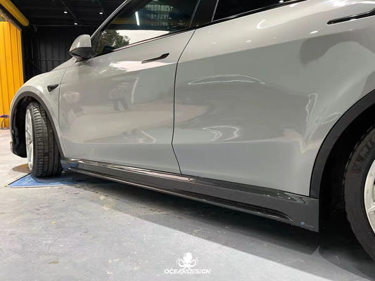 Parlak Beyaz Model Y Geniş Vücut Özel Arka Diffuser Bumper Kuru Karbon Elyaf