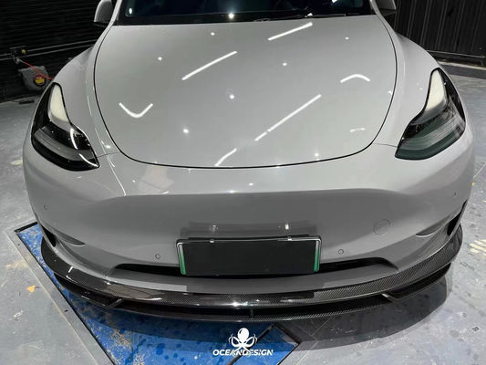 Parlak Beyaz Model Y Geniş Vücut Özel Arka Diffuser Bumper Kuru Karbon Elyaf